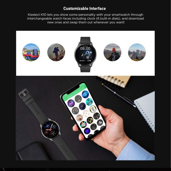 ساعت هوشمند شیائومی مدل Kieslect K10 - نسخه گلوبال - اورجینال - همراه هندزفری بلوتوث هدیه و دستبند هدیه و کارت گارانتی یکساله